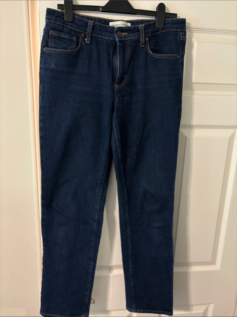 Denim Forum tilda Straight Leg Jeans in Dark Indigo